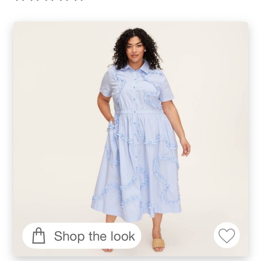 Kate Spade Blue and White Maxi Ruffle Shirt Dress